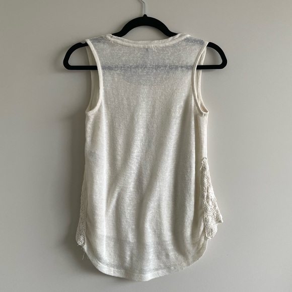 White Tank Top With Lace Cut Outs XS - Picture 2 of 2